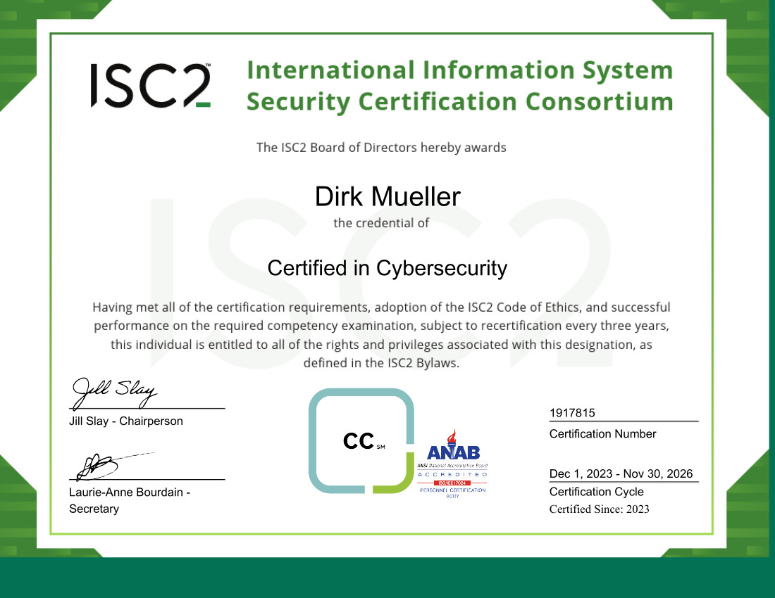 CC and Member Certificate for ISC2