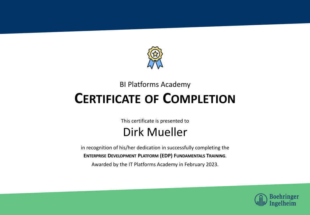 EDP Certificate of Completion Dirk Mueller Feb 2023
